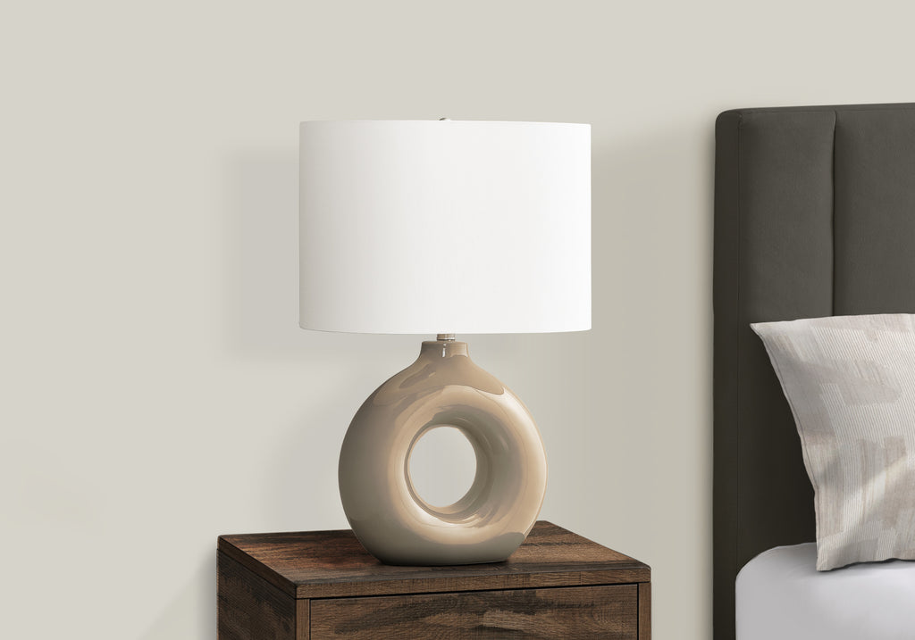 LIGHTING - 24""H TABLE LAMP BROWN CERAMIC / IVORY SHADE