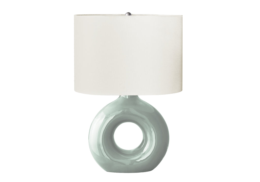 LIGHTING - 24""H TABLE LAMP GREEN CERAMIC / IVORY SHADE