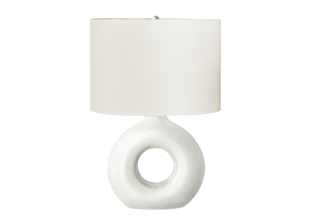 LIGHTING - 24""H TABLE LAMP WHITE CERAMIC / IVORY SHADE
