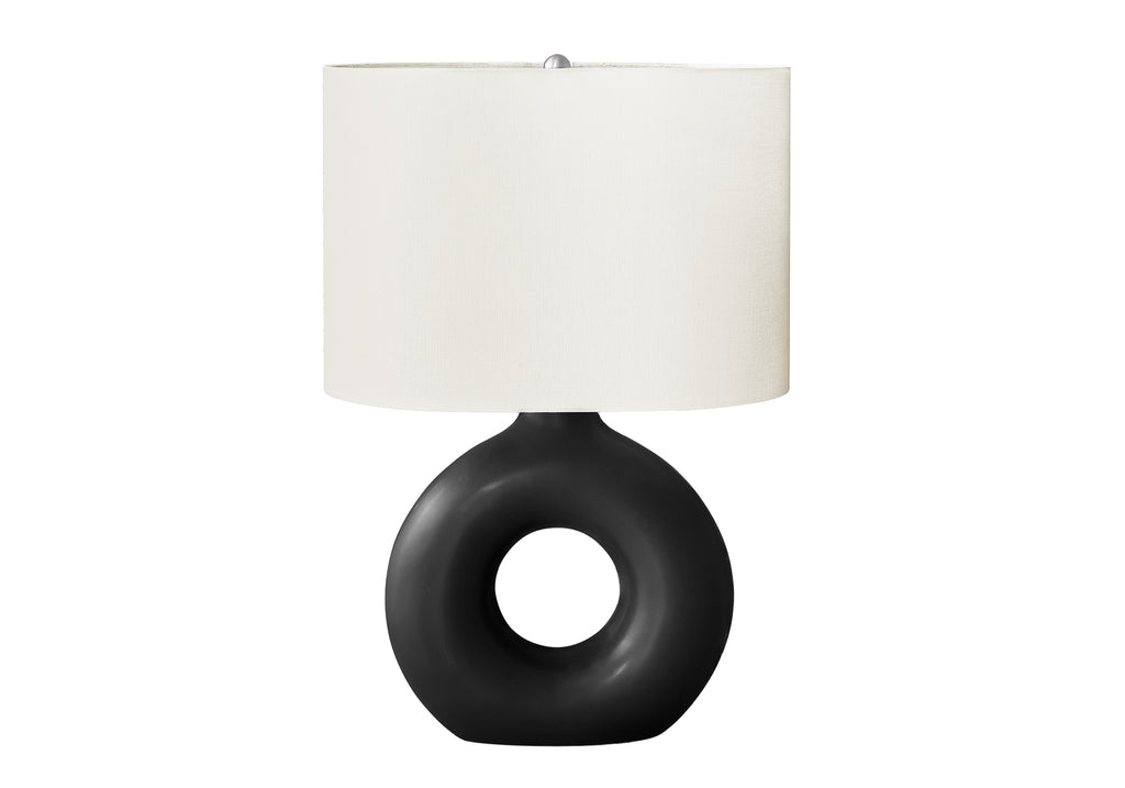 LIGHTING - 24""H TABLE LAMP BLACK CERAMIC / IVORY SHADE