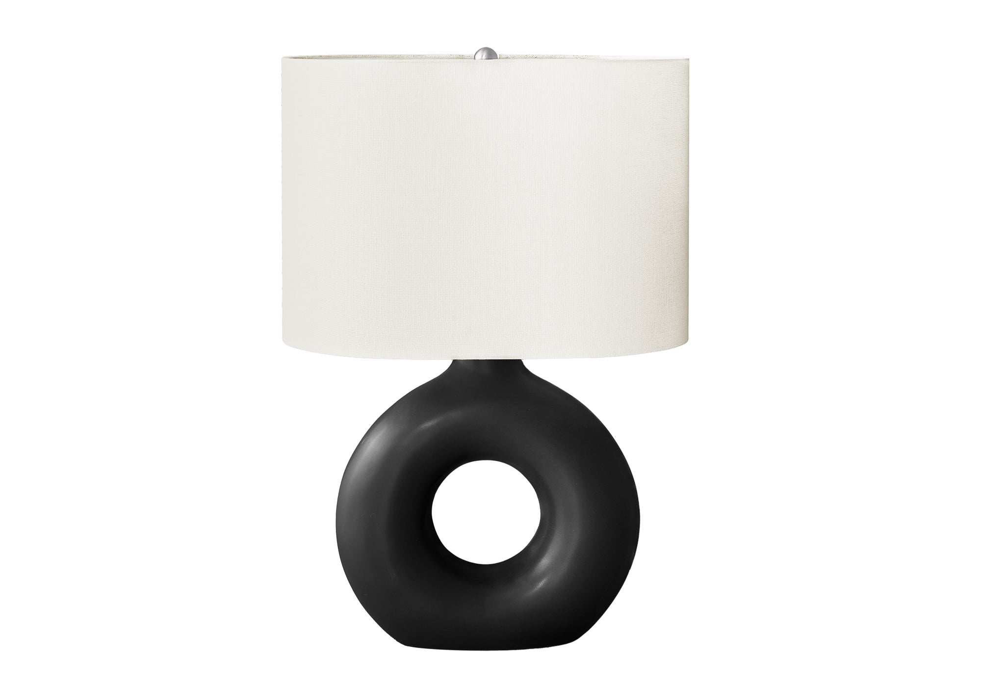 LIGHTING - 24""H TABLE LAMP BLACK CERAMIC / IVORY SHADE