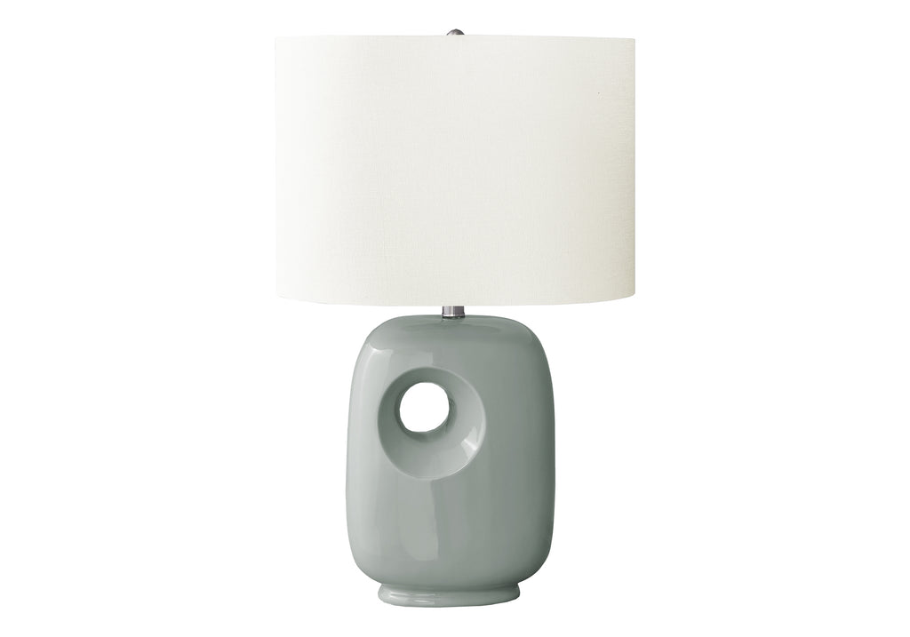 LIGHTING - 26""H TABLE LAMP GREEN CERAMIC / IVORY SHADE