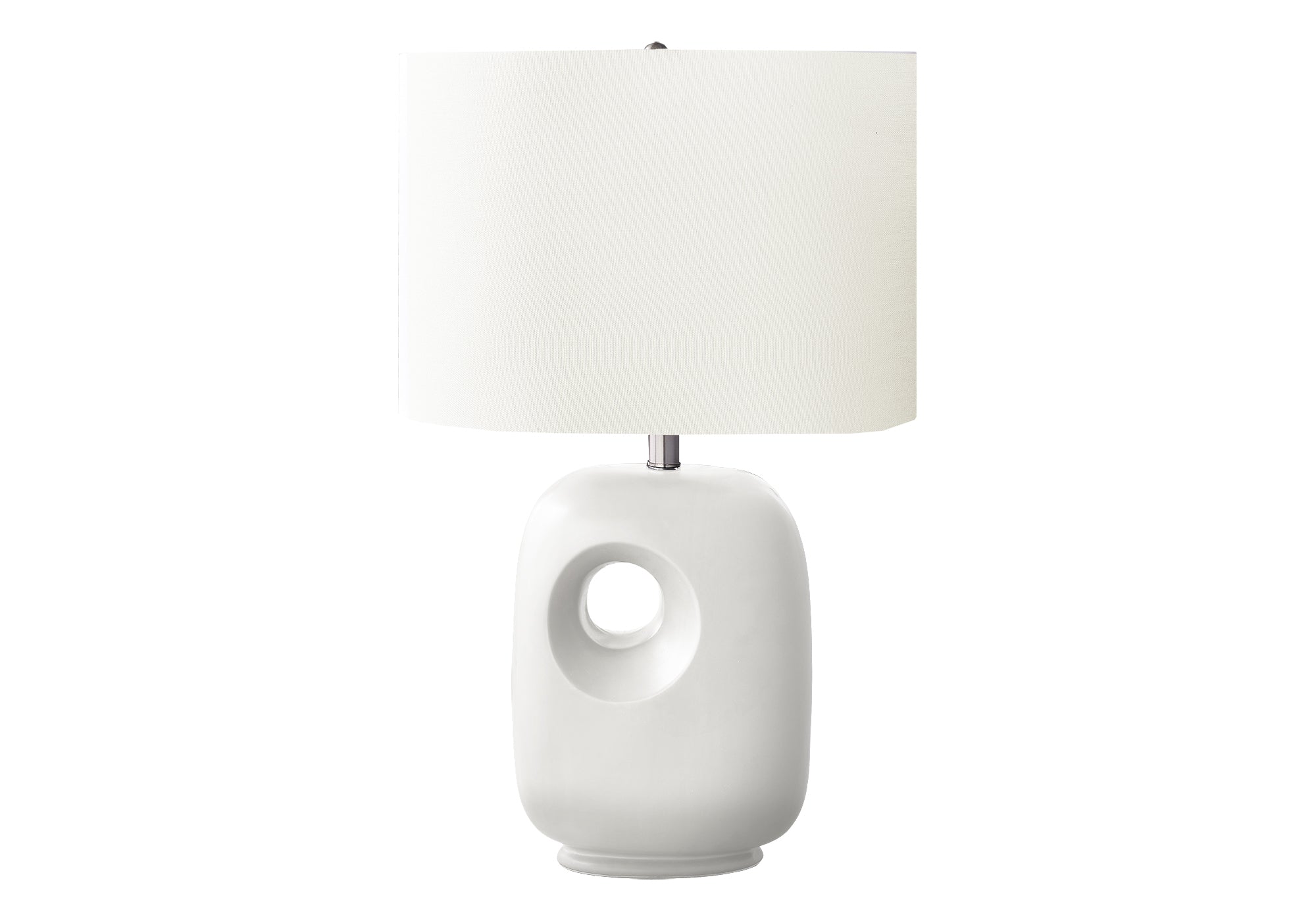 LIGHTING - 26""H TABLE LAMP WHITE CERAMIC / IVORY SHADE