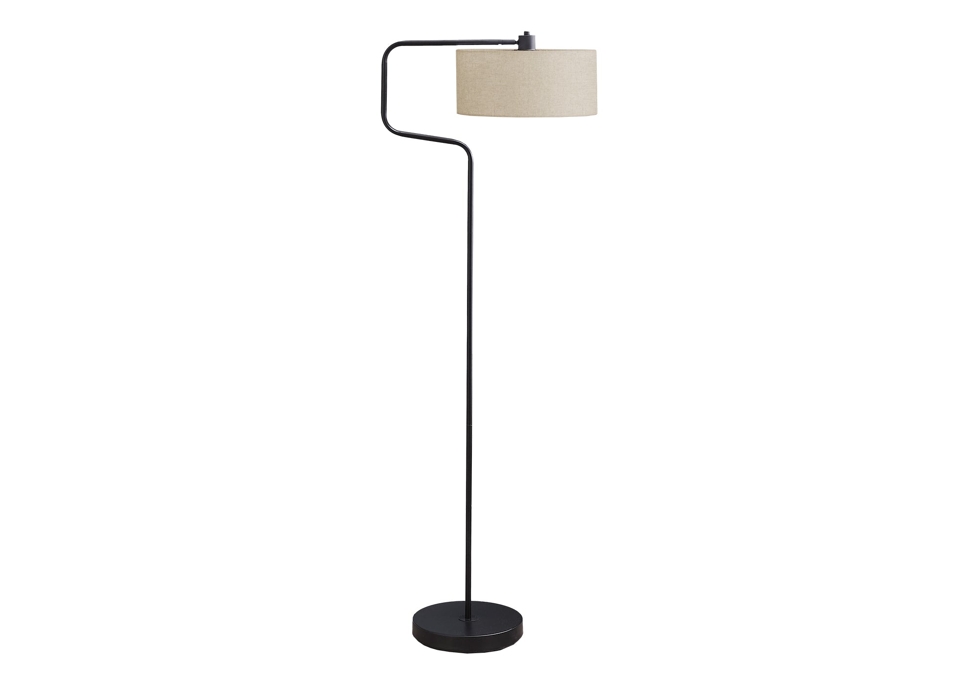 LIGHTING - 61""H FLOOR LAMP BLACK METAL / BEIGE SHADE