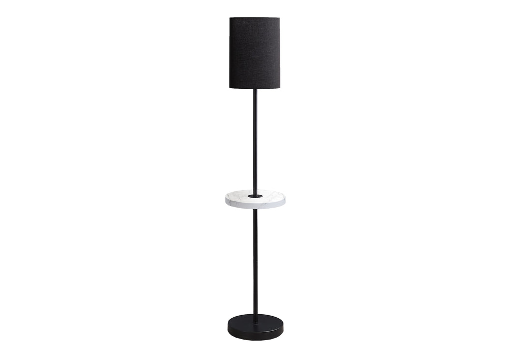 LIGHTING - 62""H FLOOR LAMP BLACK METAL / BLACK SHADE /USB
