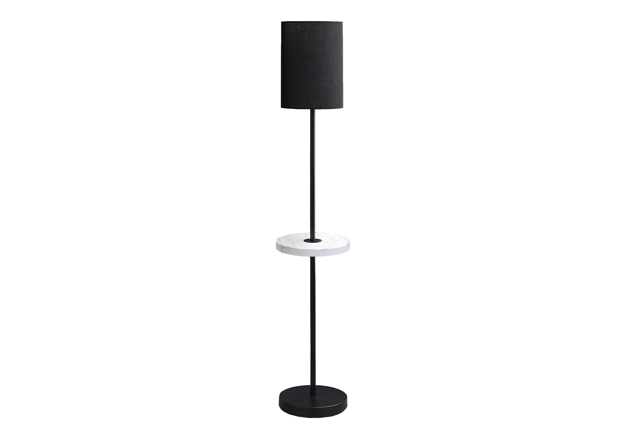 LIGHTING - 62""H FLOOR LAMP BLACK METAL / BLACK SHADE /USB