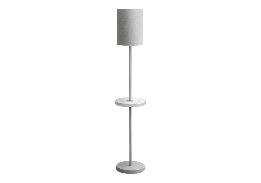 LIGHTING - 62""H FLOOR LAMP SILVER METAL / GREY SHADE /USB