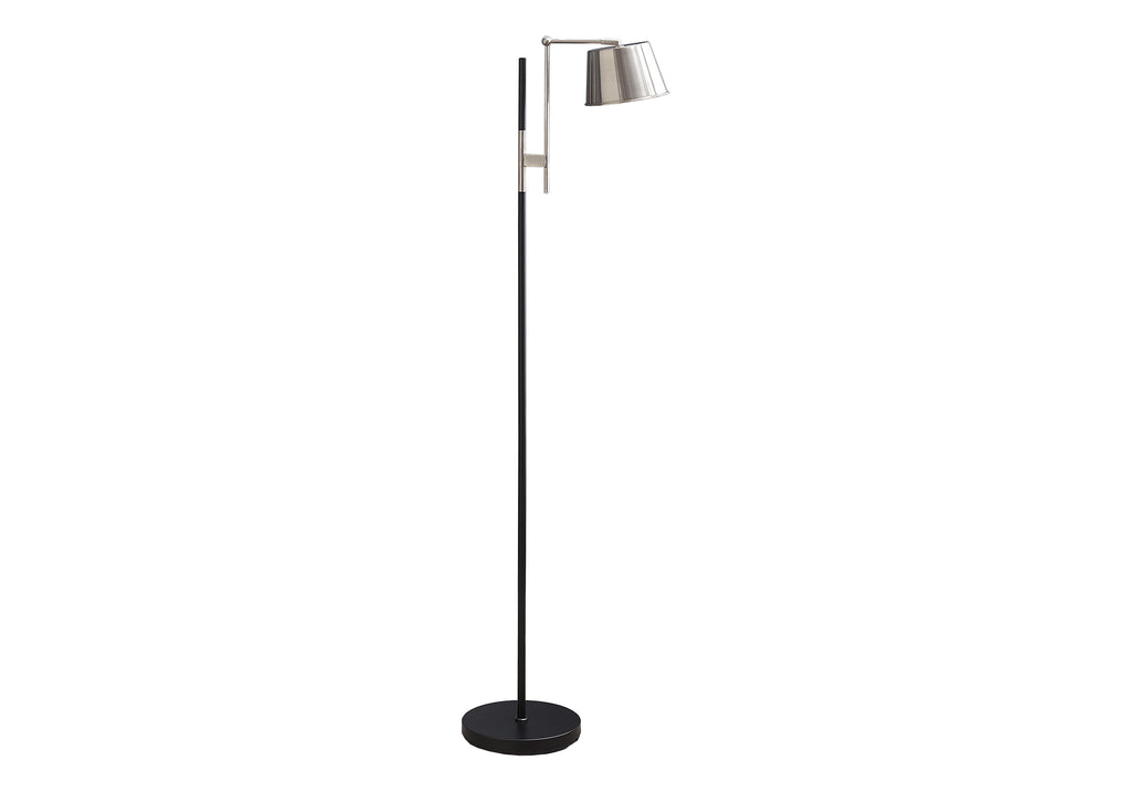 LIGHTING - 65""H FLOOR LAMP BLACK METAL / NICKEL SHADE