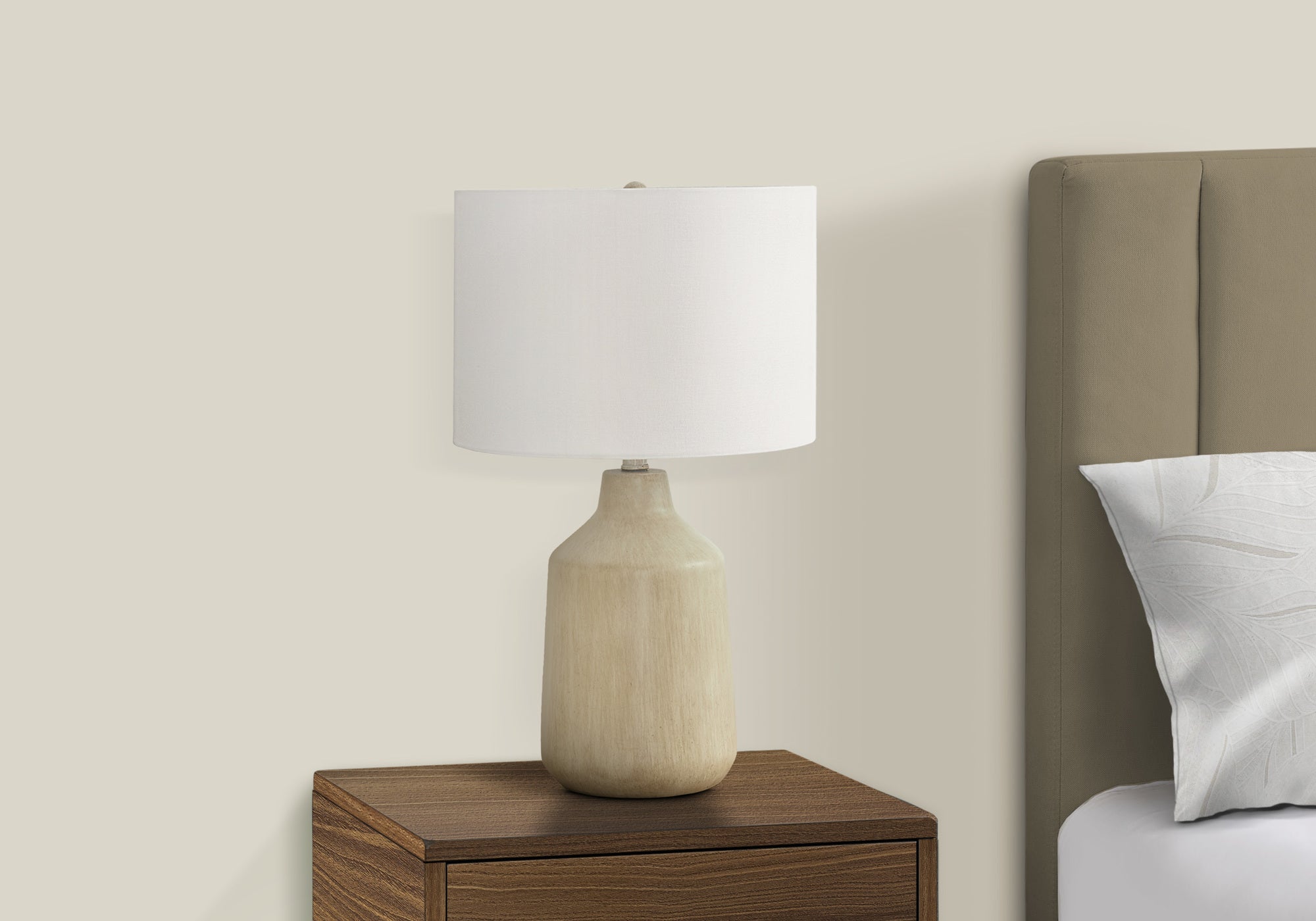 LIGHTING - 24""H TABLE LAMP BEIGE CONCRETE / IVORY SHADE