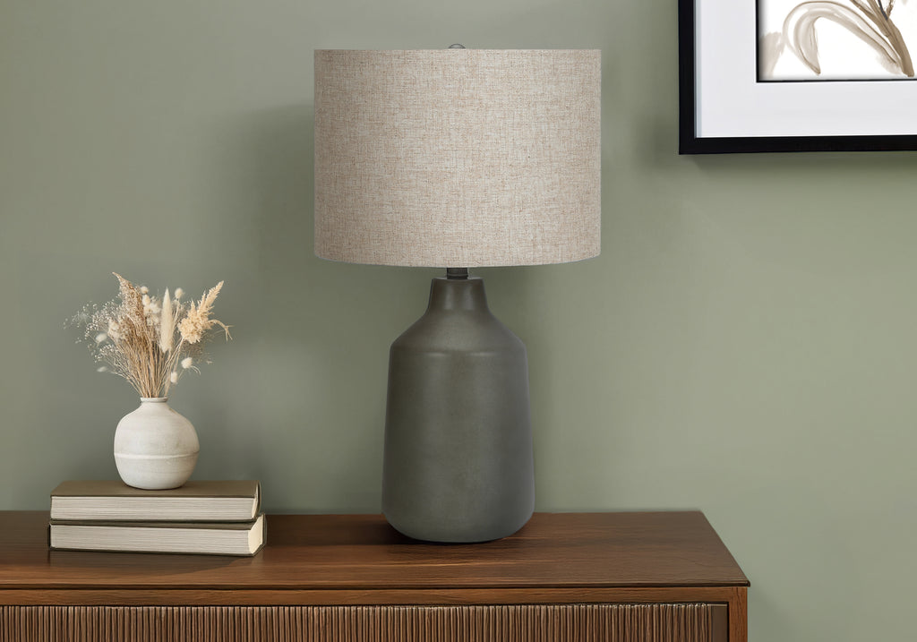 LIGHTING - 24""H TABLE LAMP GREY CONCRETE / BEIGE SHADE