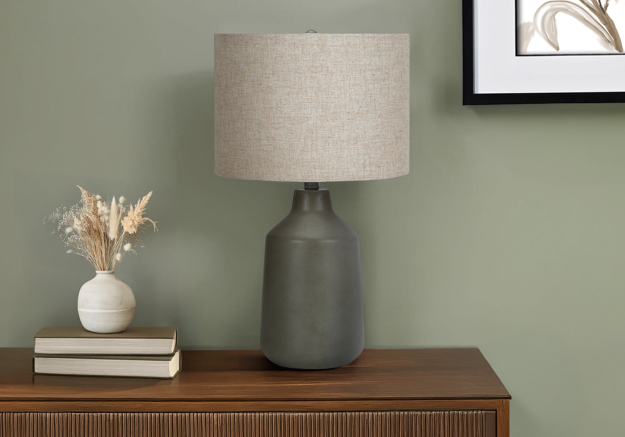 LIGHTING - 24""H TABLE LAMP GREY CONCRETE / BEIGE SHADE