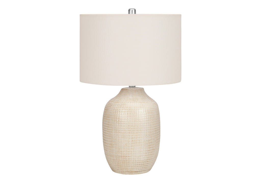 LIGHTING - 26""H TABLE LAMP CREAM CERAMIC / IVORY SHADE