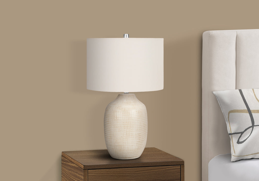 LIGHTING - 26""H TABLE LAMP CREAM CERAMIC / IVORY SHADE