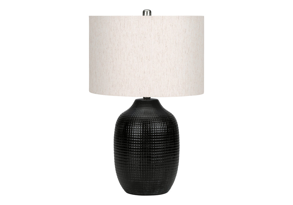 LIGHTING - 26""H TABLE LAMP BLACK CERAMIC / IVORY SHADE