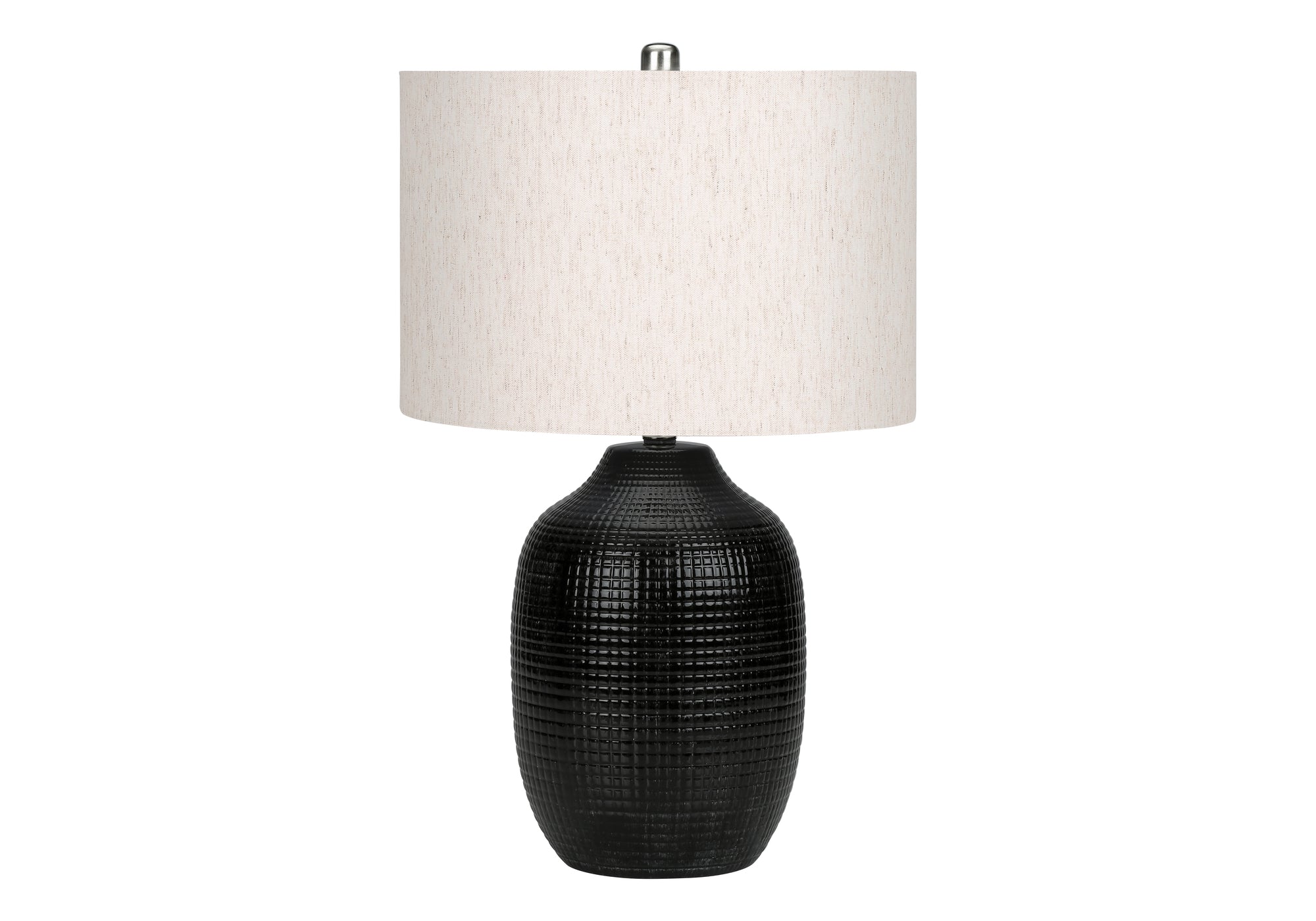 LIGHTING - 26""H TABLE LAMP BLACK CERAMIC / IVORY SHADE
