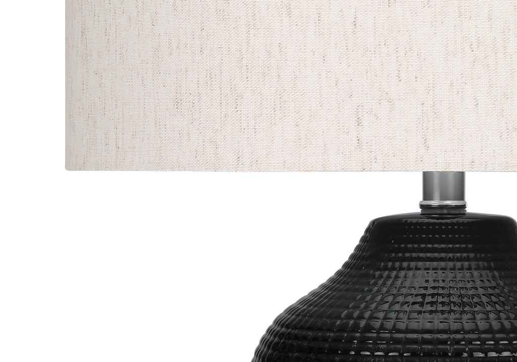 LIGHTING - 26""H TABLE LAMP BLACK CERAMIC / IVORY SHADE