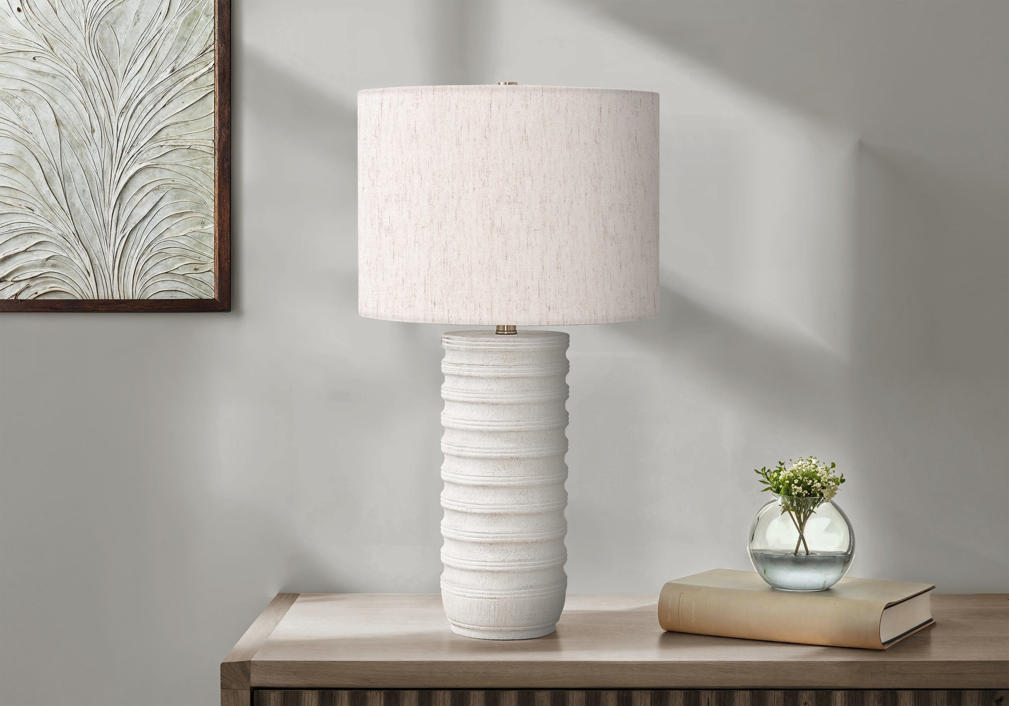 LIGHTING - 28""H TABLE LAMP CREAM RESIN / IVORY SHADE