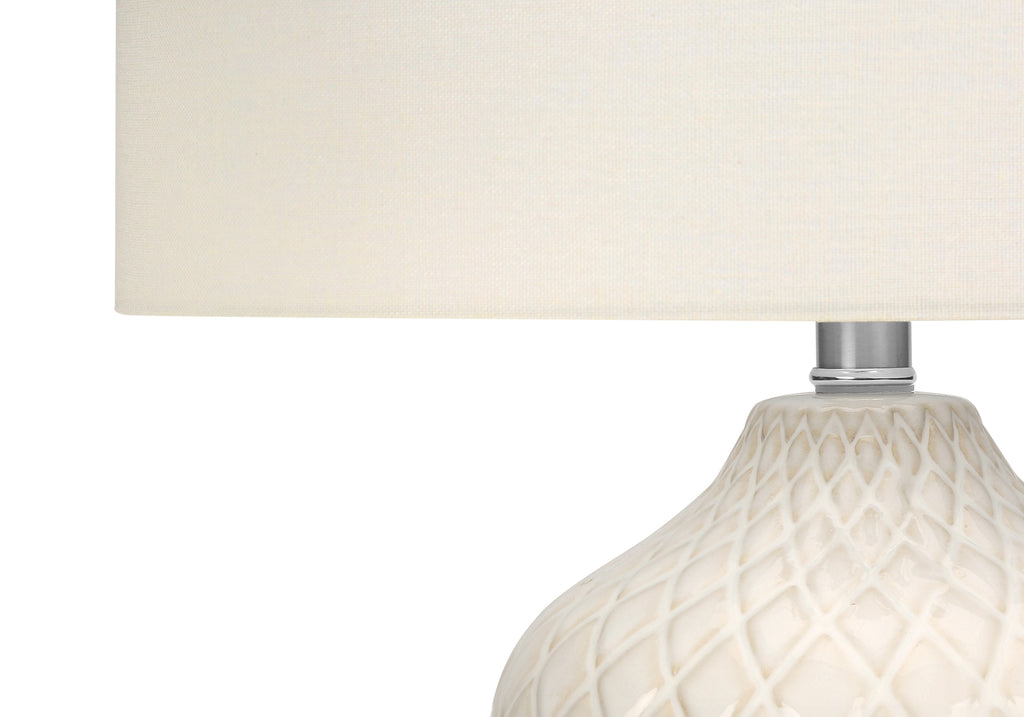 LIGHTING - 25""H TABLE LAMP CREAM CERAMIC / IVORY SHADE