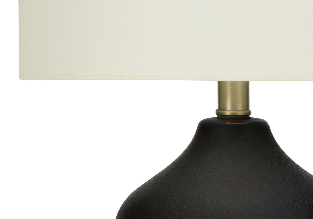 LIGHTING - 22""H TABLE LAMP BLACK CERAMIC / IVORY SHADE