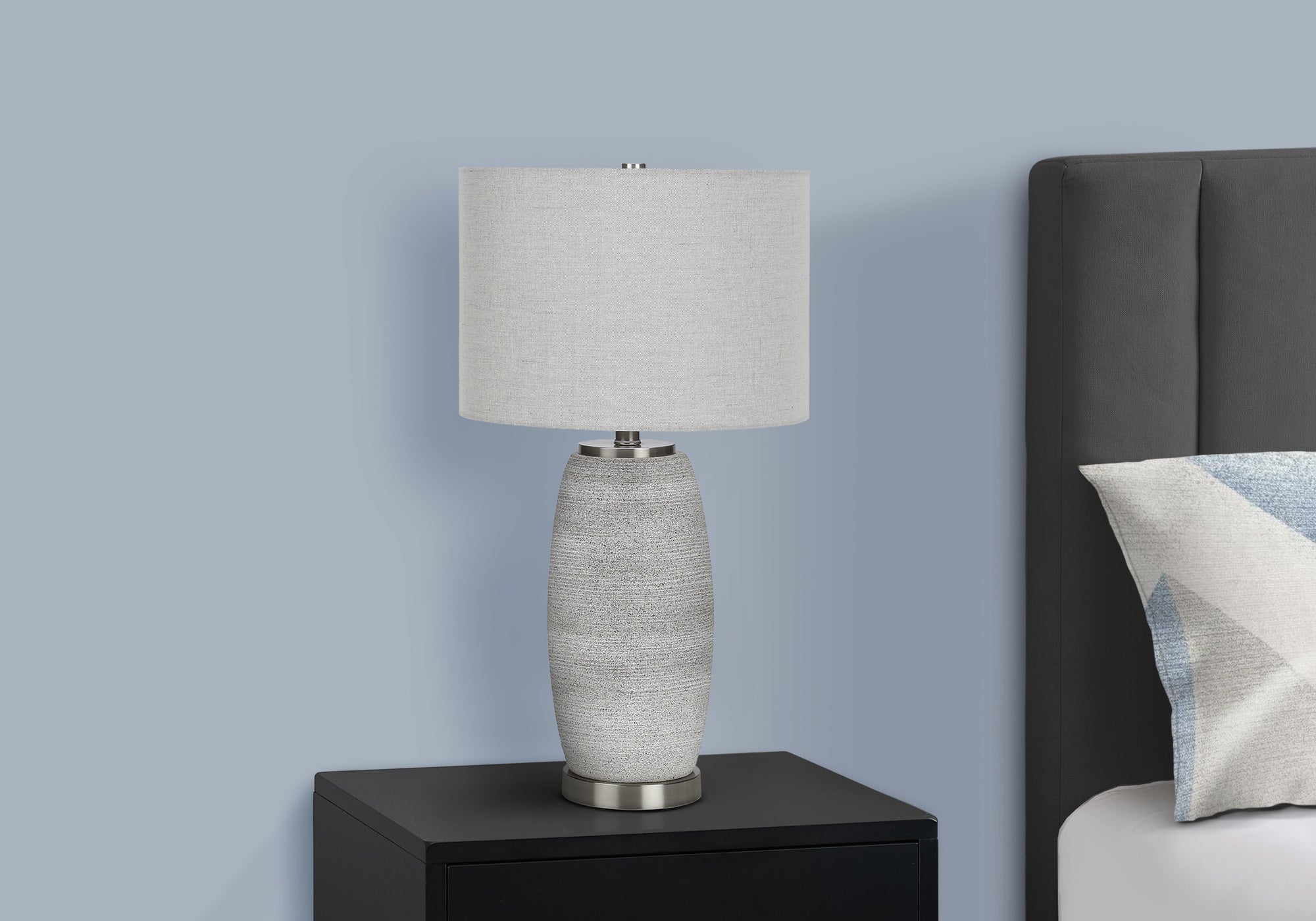 LIGHTING - 25""H TABLE LAMP GREY CERAMIC / GREY SHADE