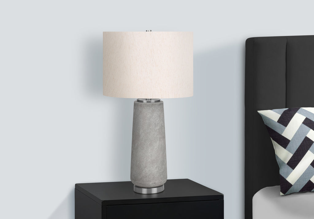 LIGHTING - 29""H TABLE LAMP GREY RESIN / IVORY SHADE