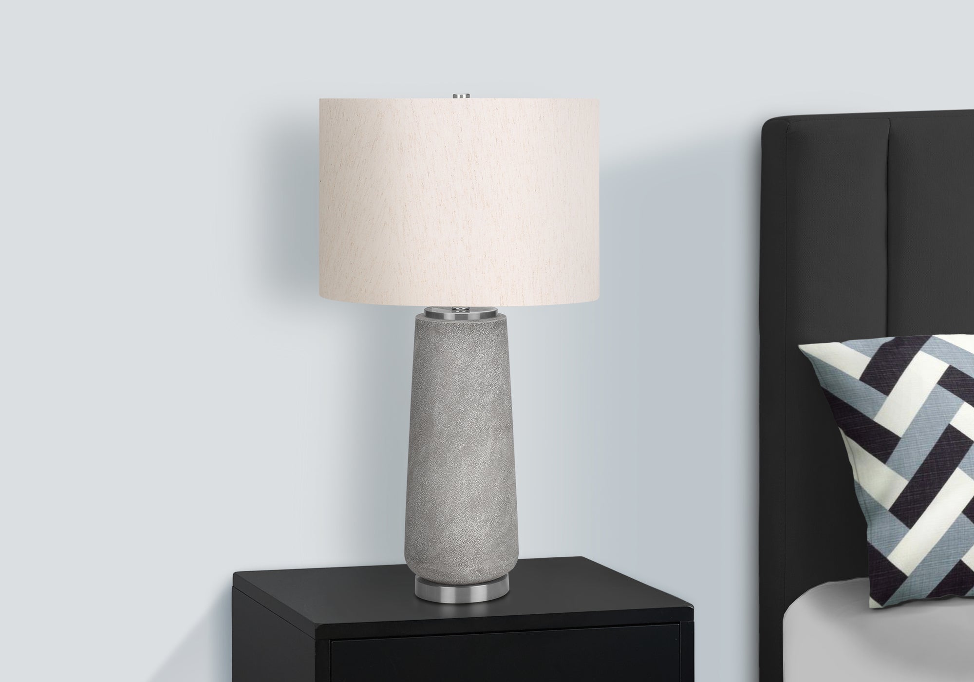 LIGHTING - 29""H TABLE LAMP GREY RESIN / IVORY SHADE