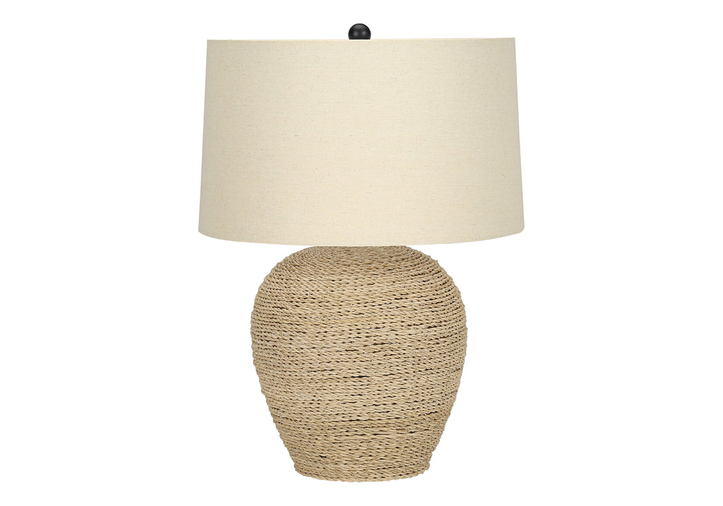 LIGHTING - 25""H TABLE LAMP BEIGE RATTAN / BEIGE SHADE