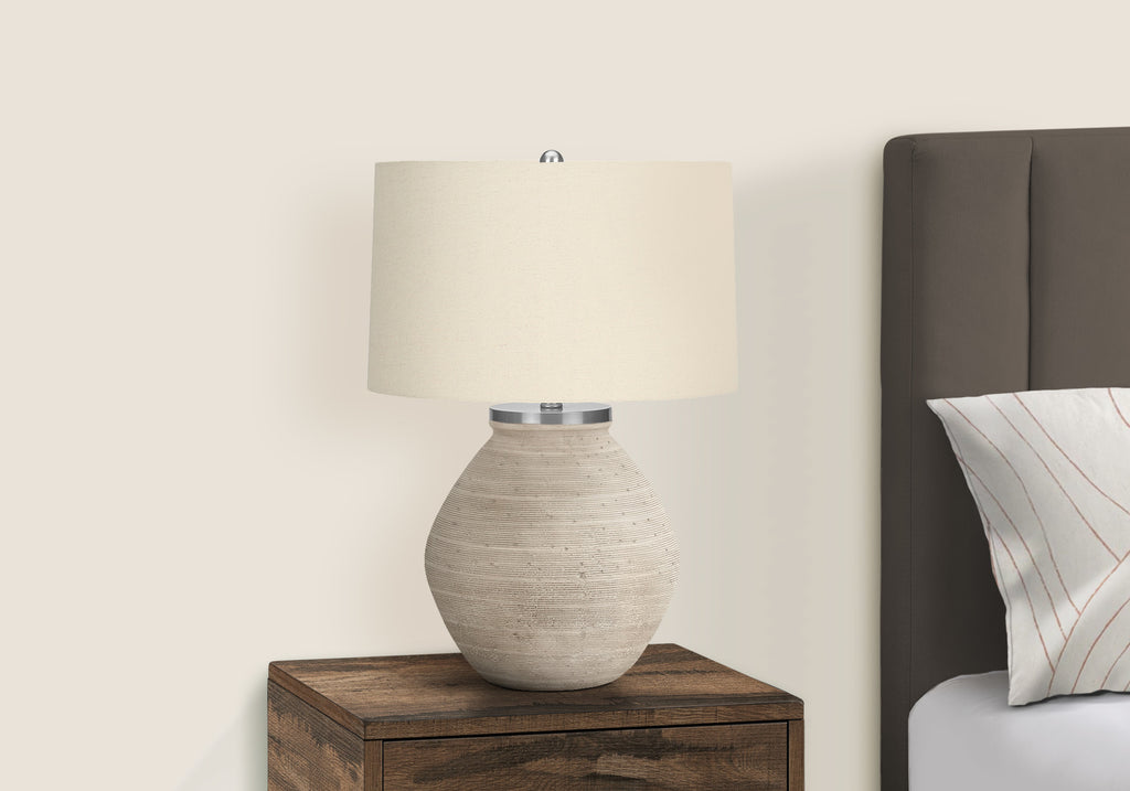 LIGHTING - 25""H TABLE LAMP CREAM CONCRETE / BEIGE SHADE