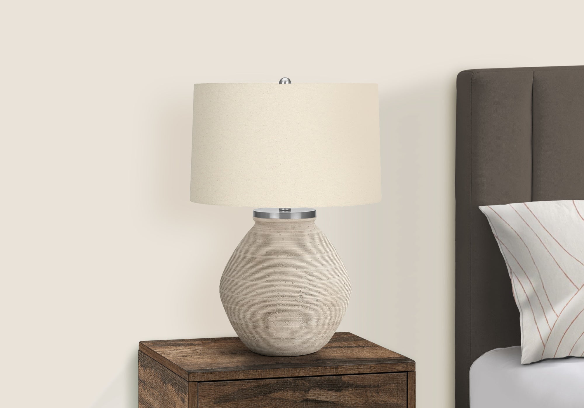 LIGHTING - 25""H TABLE LAMP CREAM CONCRETE / BEIGE SHADE