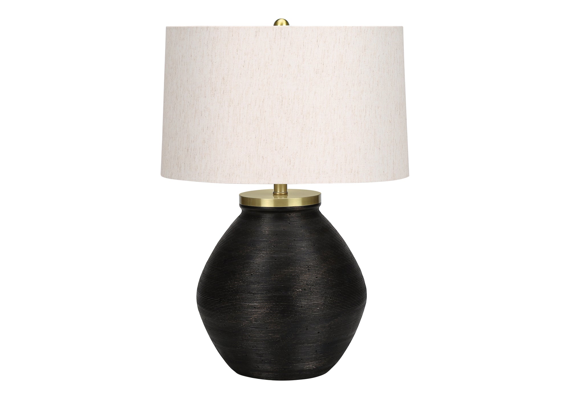 LIGHTING - 25""H TABLE LAMP BLACK CONCRETE / IVORY SHADE