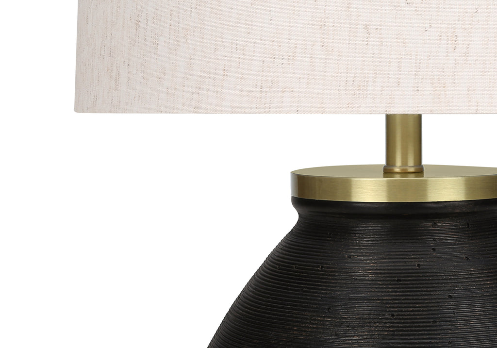 LIGHTING - 25""H TABLE LAMP BLACK CONCRETE / IVORY SHADE