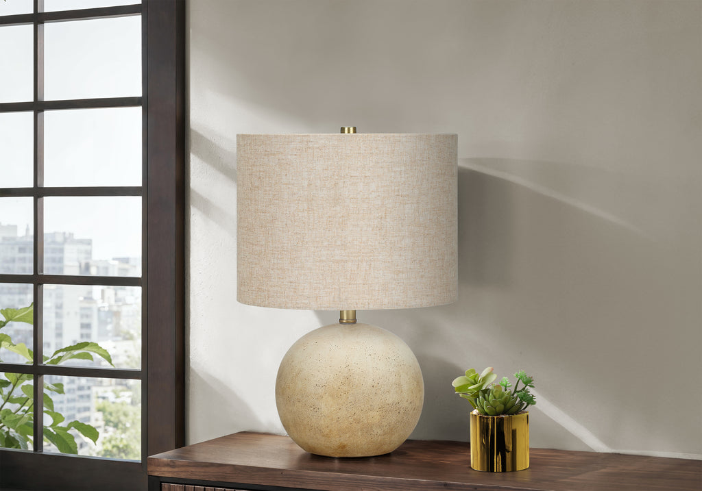 LIGHTING - 20""H TABLE LAMP BEIGE CONCRETE / BEIGE SHADE