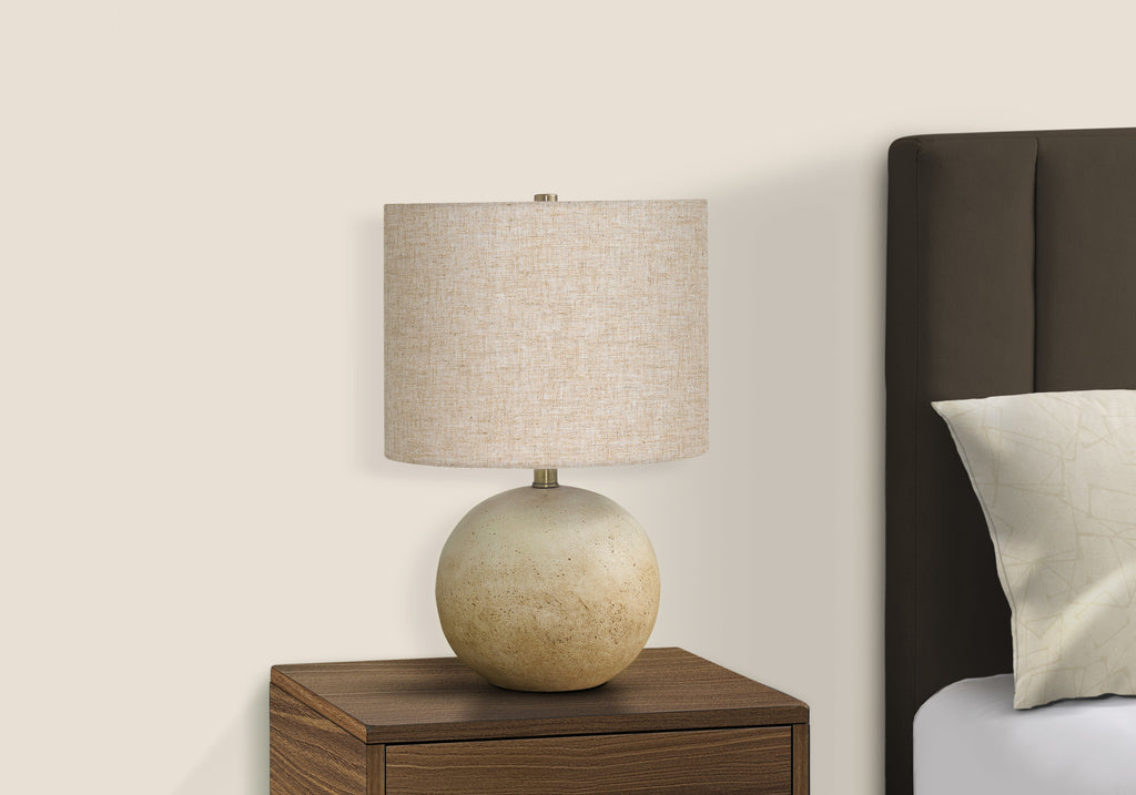 LIGHTING - 20""H TABLE LAMP BEIGE CONCRETE / BEIGE SHADE
