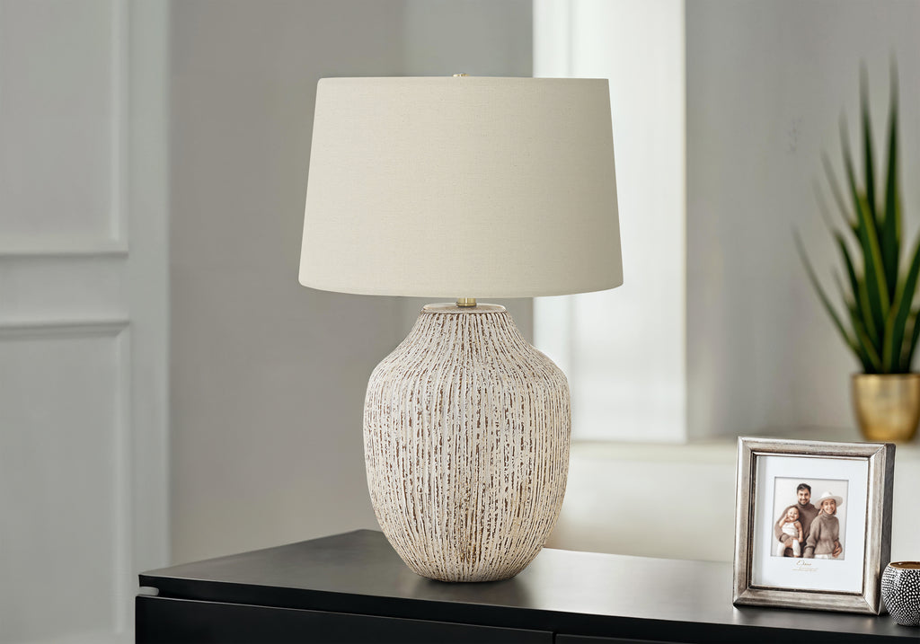 LIGHTING - 26""H TABLE LAMP CREAM CERAMIC / IVORY SHADE