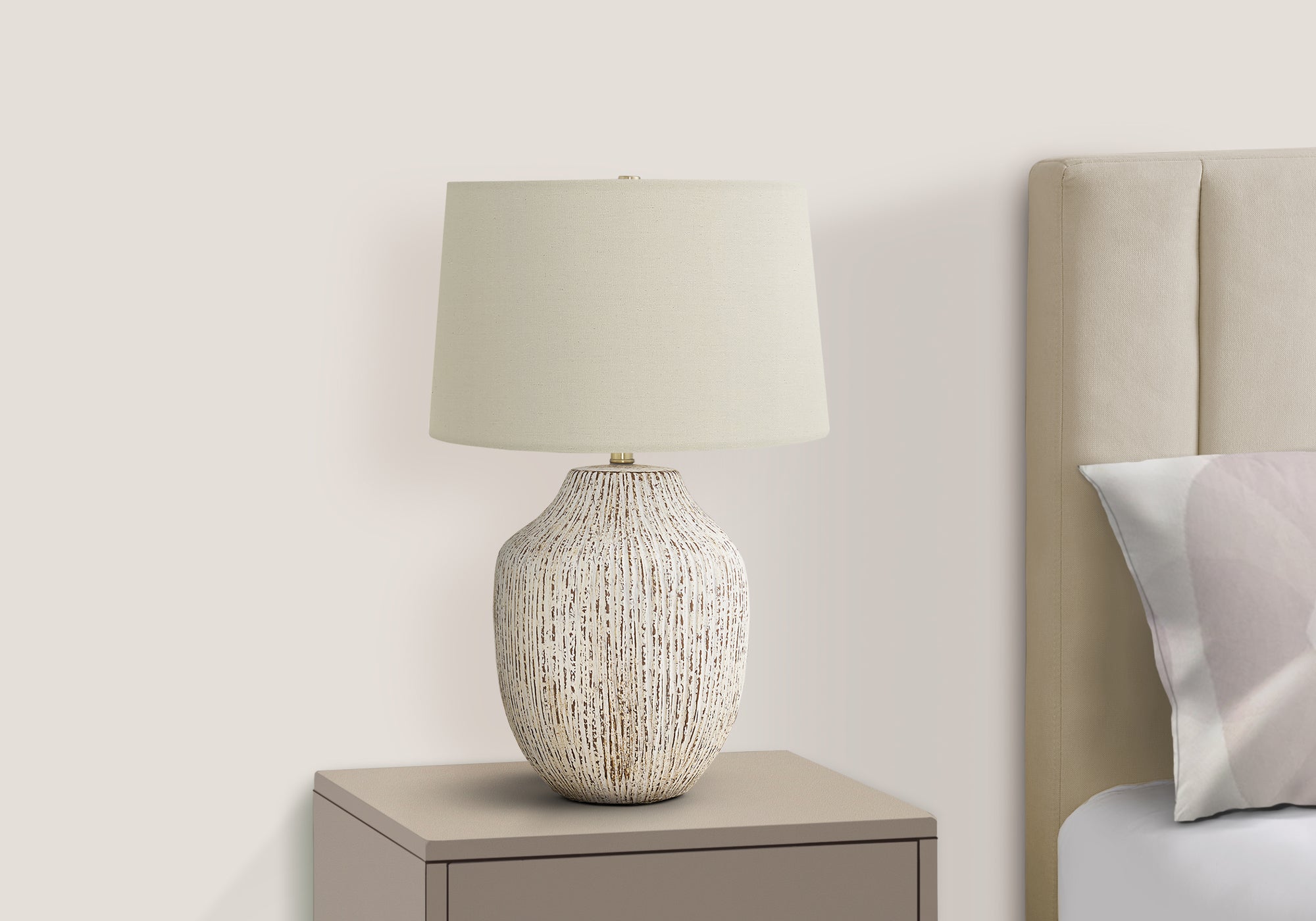 LIGHTING - 26""H TABLE LAMP CREAM CERAMIC / IVORY SHADE