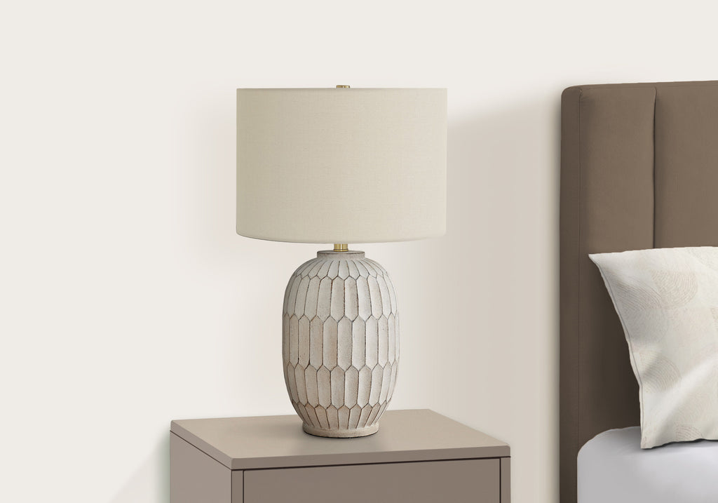 LIGHTING - 24""H TABLE LAMP CREAM RESIN / IVORY SHADE