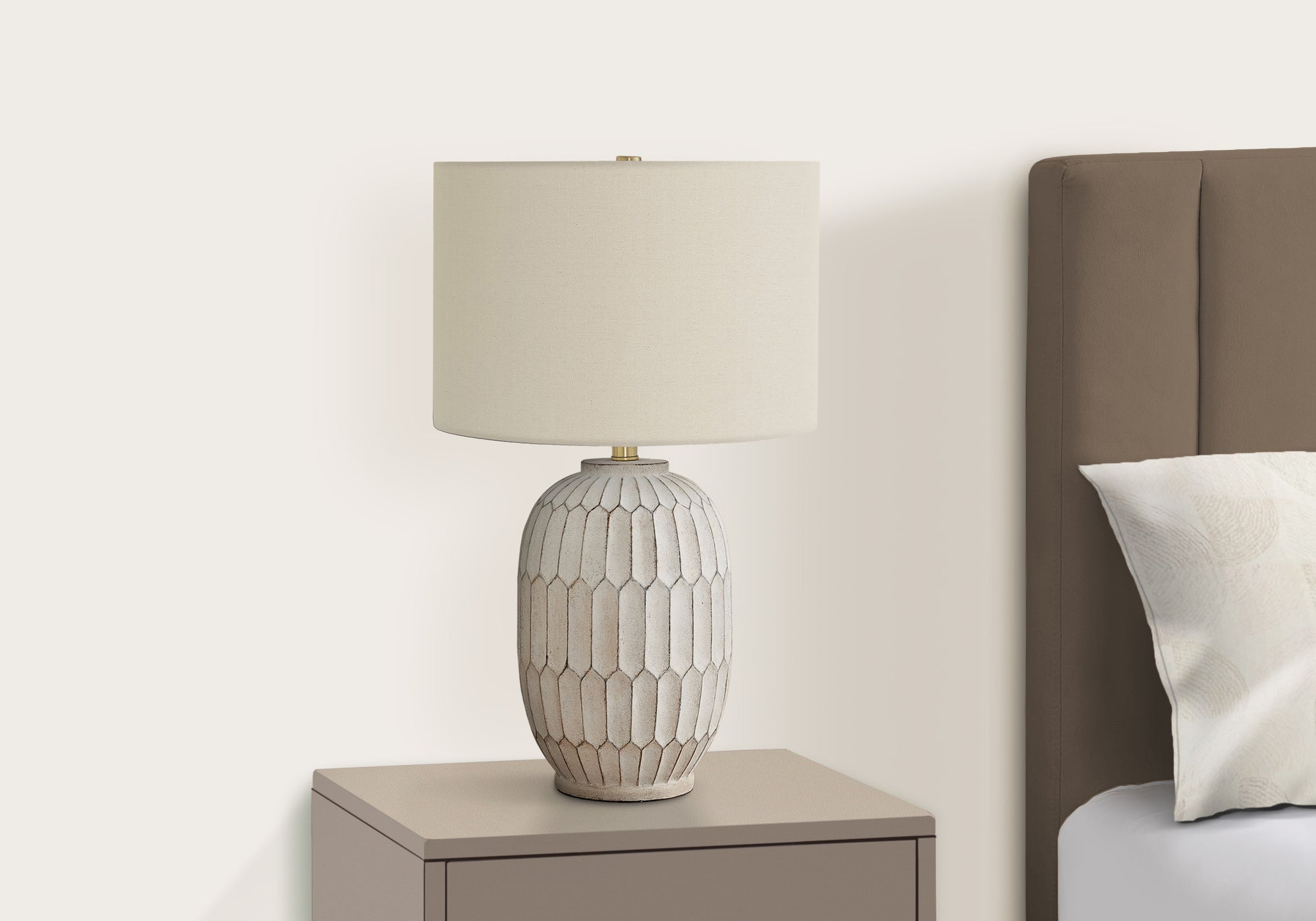 LIGHTING - 24""H TABLE LAMP CREAM RESIN / IVORY SHADE