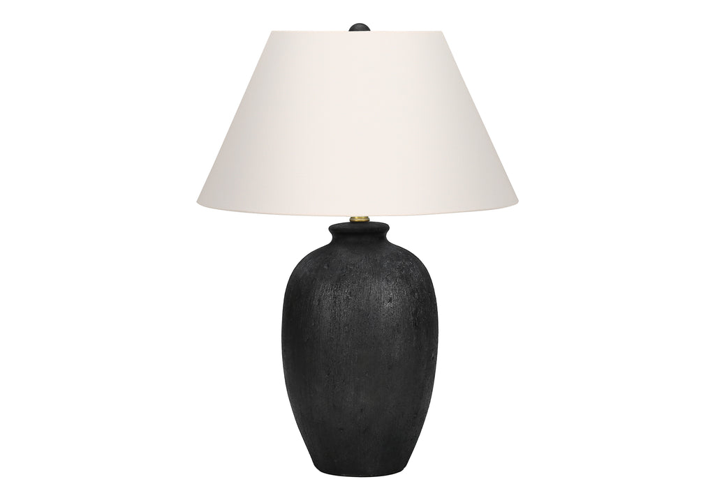 LIGHTING - 24""H TABLE LAMP BLACK CERAMIC / IVORY SHADE