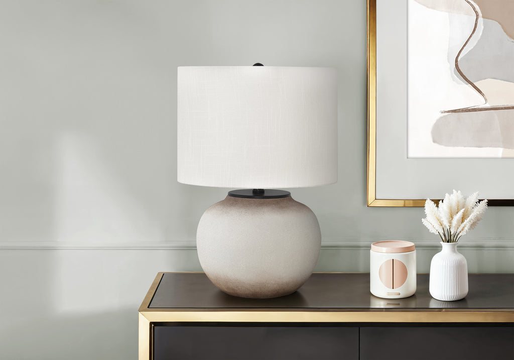 LIGHTING - 21""H TABLE LAMP CREAM CERAMIC / IVORY SHADE