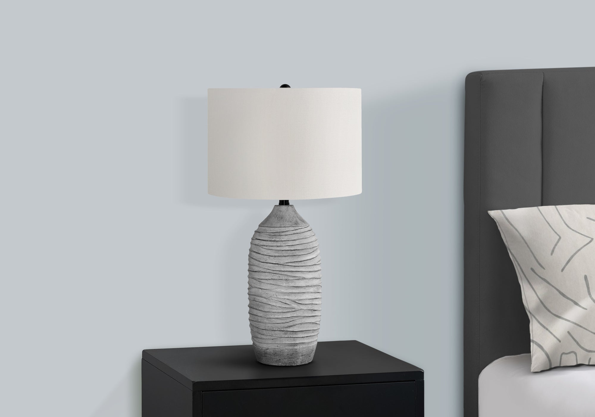 LIGHTING - 27""H TABLE LAMP GREY RESIN / IVORY SHADE