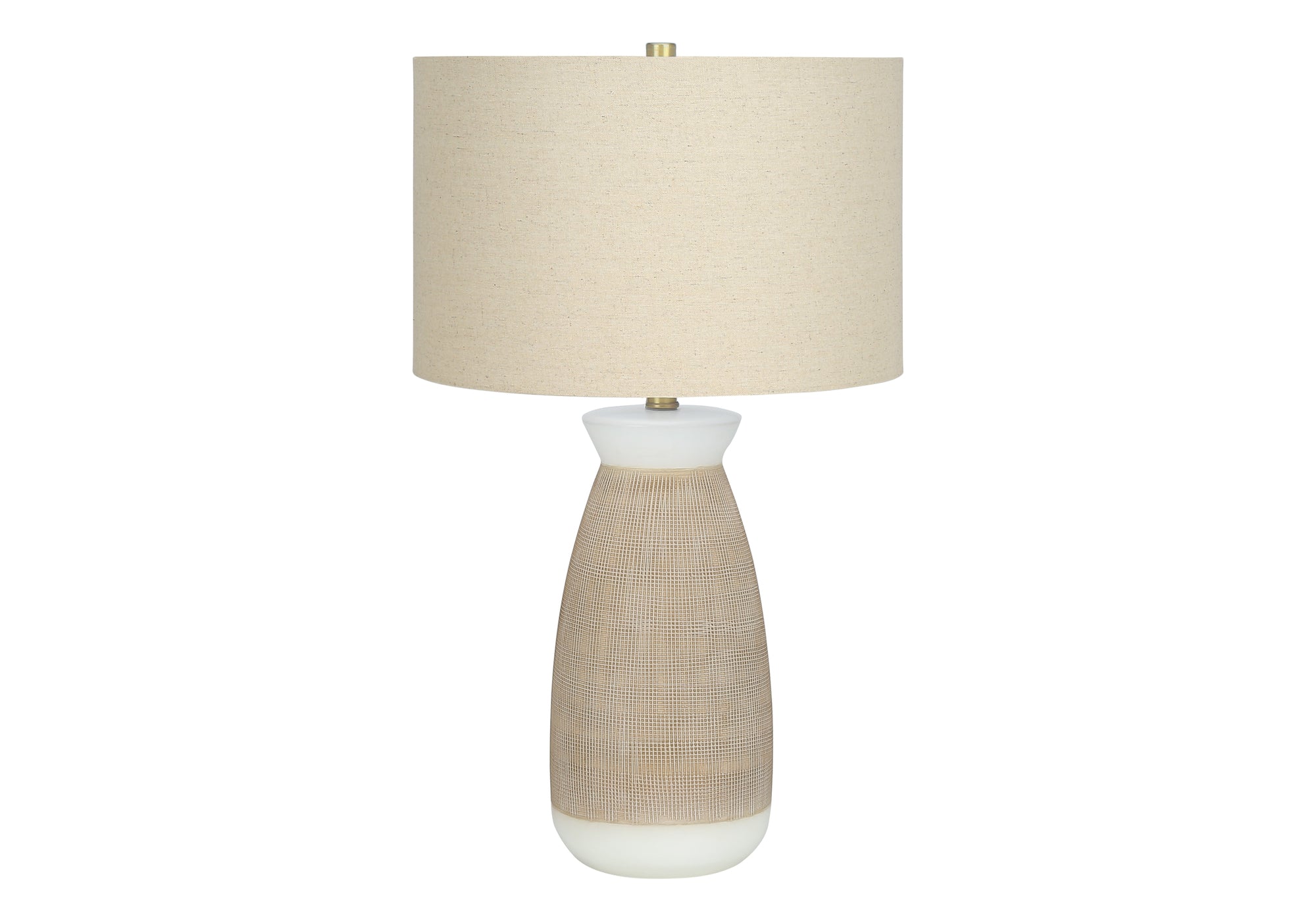 LIGHTING - 27""H TABLE LAMP CREAM CERAMIC / BEIGE SHADE