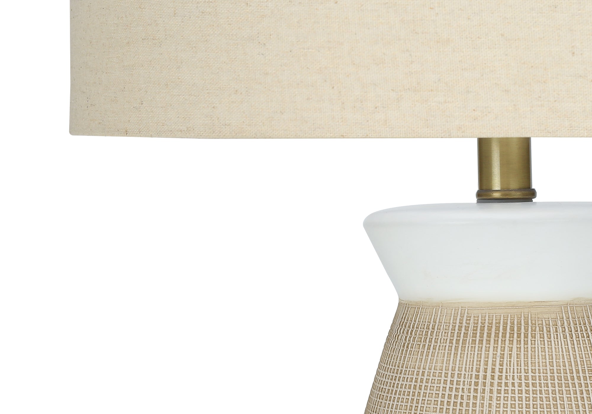 LIGHTING - 27""H TABLE LAMP CREAM CERAMIC / BEIGE SHADE