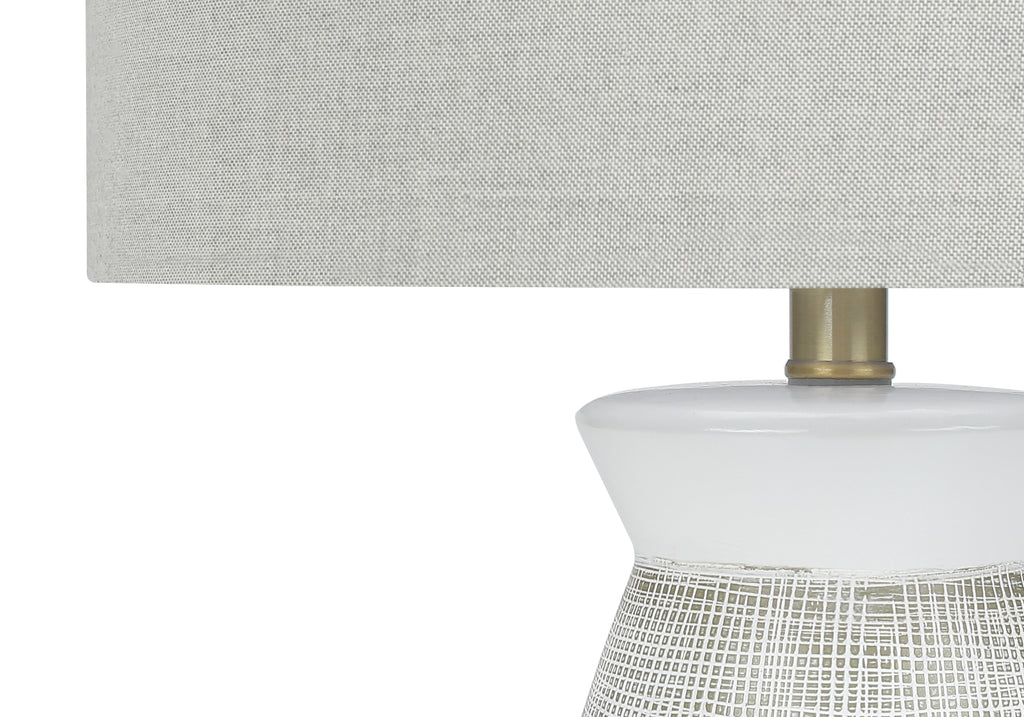 LIGHTING - 27""H TABLE LAMP GREY CERAMIC / GREY SHADE