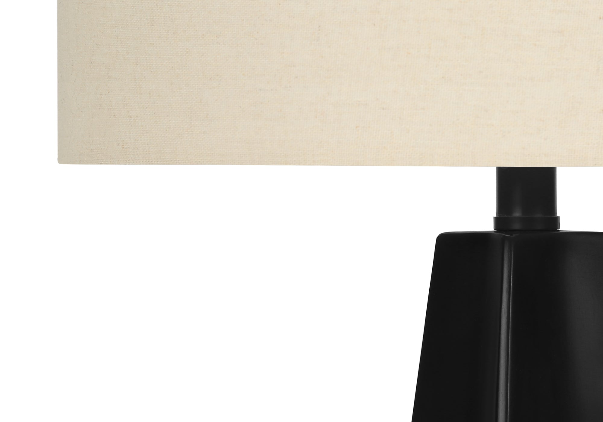 LIGHTING - 27""H TABLE LAMP BLACK RESIN / BEIGE SHADE