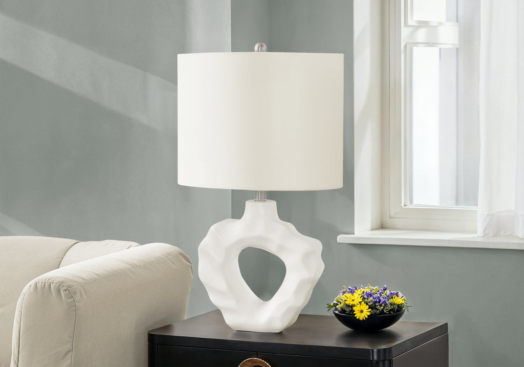 LIGHTING - 25""H TABLE LAMP CREAM RESIN / IVORY SHADE