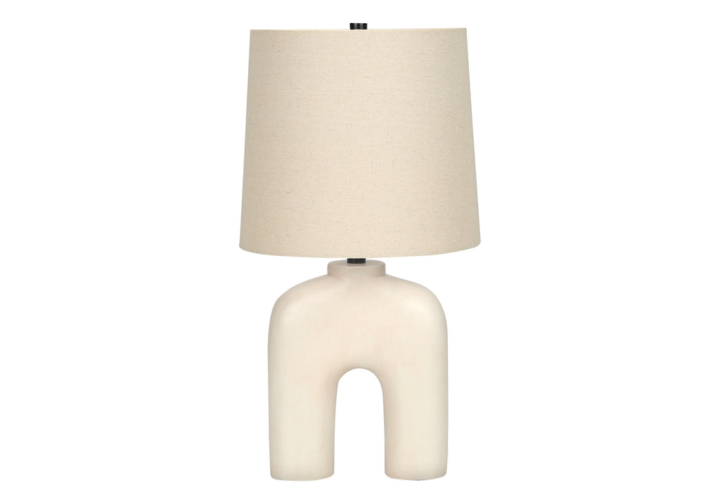 LIGHTING - 25""H TABLE LAMP CREAM RESIN / BEIGE SHADE
