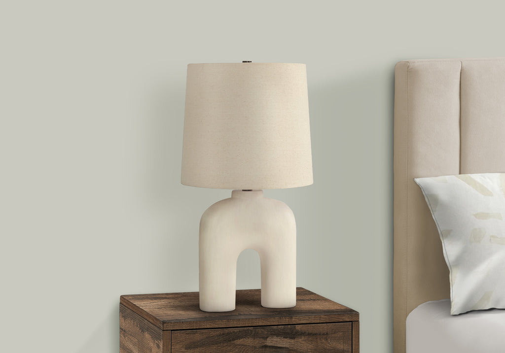 LIGHTING - 25""H TABLE LAMP CREAM RESIN / BEIGE SHADE