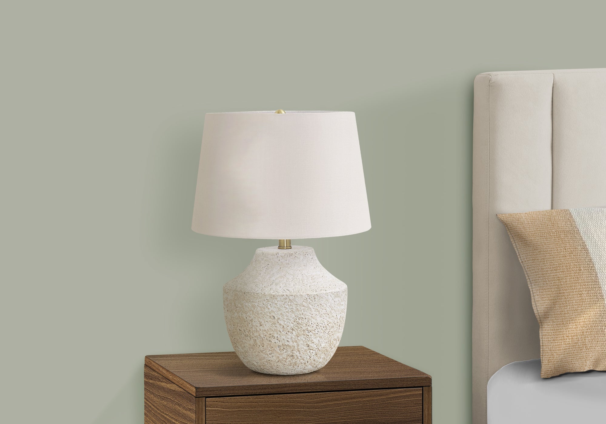 LIGHTING - 20""H TABLE LAMP CREAM CONCRETE / IVORY SHADE
