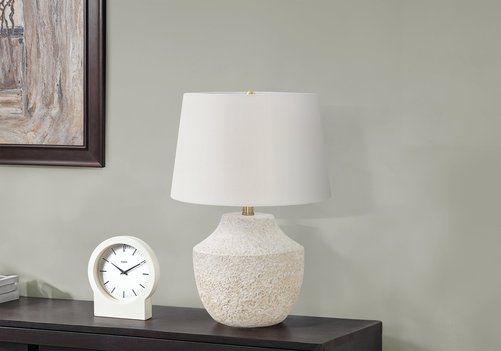 LIGHTING - 20""H TABLE LAMP CREAM CONCRETE / IVORY SHADE
