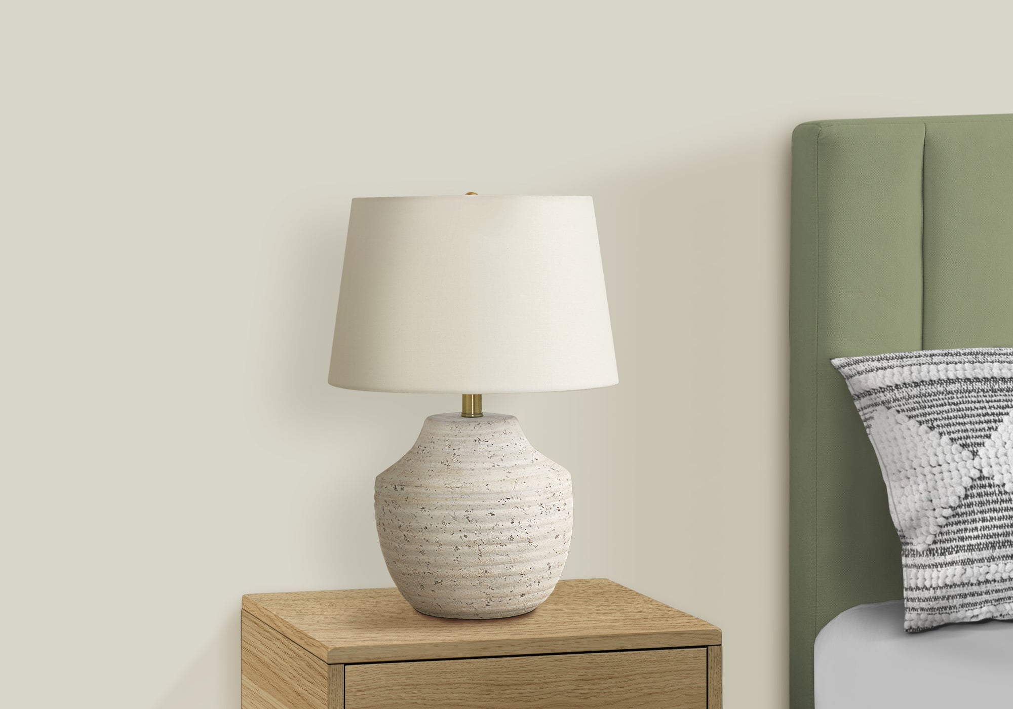 LIGHTING - 20""H TABLE LAMP CREAM CONCRETE / IVORY SHADE